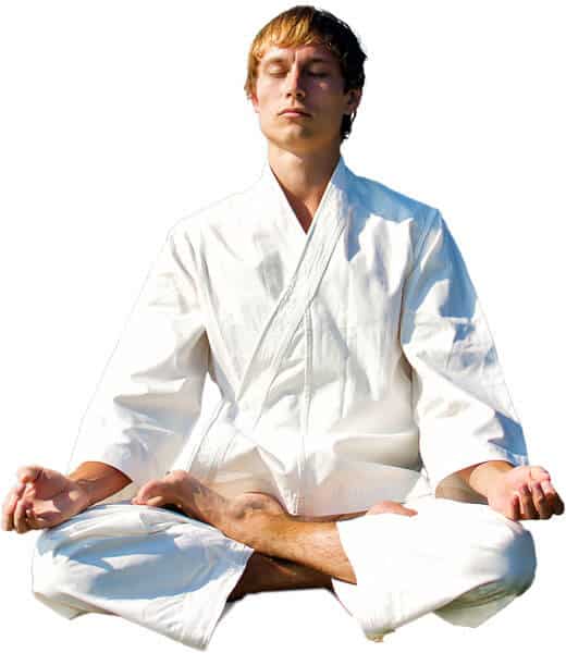 Martial Arts Lessons for Adults in Spring Hill KS - Young Man Thinking and Meditating in White